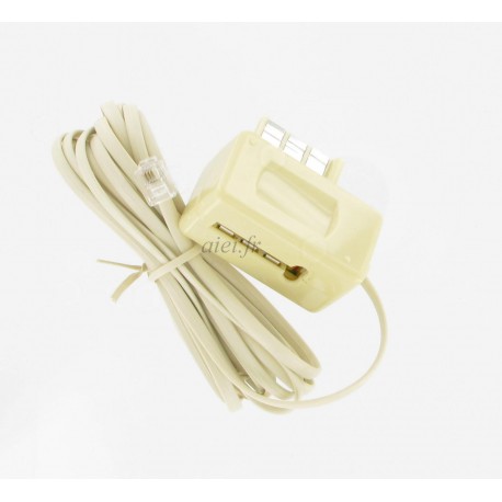 Adaptateur prise gigogne mâle, 3 paires, vers RJ11 femelle, 2 paires